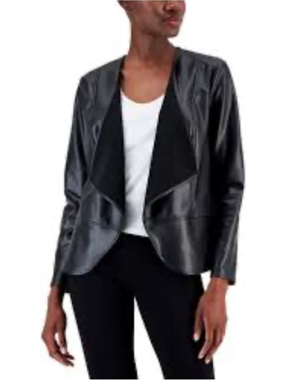 Nine West Black Faux Leather Blazer Jacket